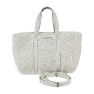 BALENCIAGA White Leather Tote Bag